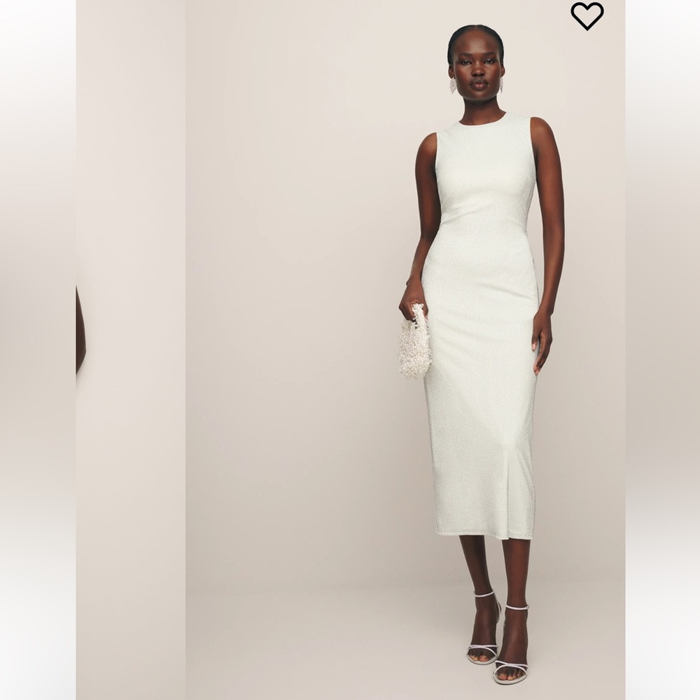 NWT Reformation Margery Knit Dress in Silver
